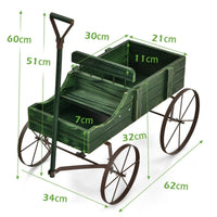 Carrito De Madera Maceta Decorativa Con Ruedas Y 2 Secciones Para Plantas Jardín Patio 62 X 34 X 60 Cm