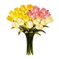 15Pcs Flower Shaped Ambient Lamp LED Adjustable Tulip Night Light Warm Light Luminous Bouquet Ornament for Bedroom Bedside Decor