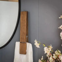 Clothespin Bathroom Towel Holder Wall-Mounted Storage Hanger Cap Creative Wooden Towel Clip Wall Mounted Bathroom Towel Holder
