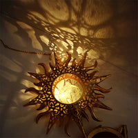 Wind Chimes Solar Lights Outdoor Waterproof Hanging Aeolian Bells Solar Lamp with Moon Star Sun Shape for Party Garden Festival