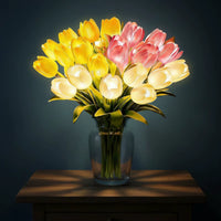 15Pcs Flower Shaped Ambient Lamp LED Adjustable Tulip Night Light Warm Light Luminous Bouquet Ornament for Bedroom Bedside Decor