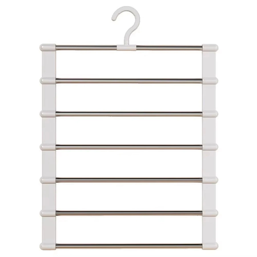 7 Layers Stainless Steel Pants Hanger Space Saving Closet Organizer Trousers Rack Non-Slip Wardrobe Storage Clothes Rack