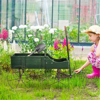Carrito De Madera Maceta Decorativa Con Ruedas Y 2 Secciones Para Plantas Jardín Patio 62 X 34 X 60 Cm