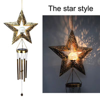 Wind Chimes Solar Lights Outdoor Waterproof Hanging Aeolian Bells Solar Lamp with Moon Star Sun Shape for Party Garden Festival