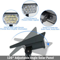 T-SUN 1Pc/2Pc/4Pcs Adjustable Solar Spotlight Solar Garden Light IP65 Super Bright Landscape Wall Light Outdoor Light Solar Lamp