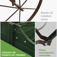 Carrito De Madera Maceta Decorativa Con Ruedas Y 2 Secciones Para Plantas Jardín Patio 62 X 34 X 60 Cm