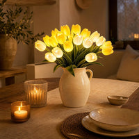 Tulipanes LED amarillos como centro de mesa